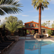 Sparrows Lodge pool on a sunny day