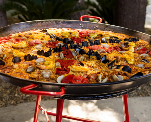 A huge pan of paella