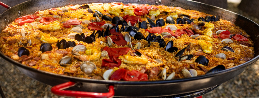 A huge pan of paella