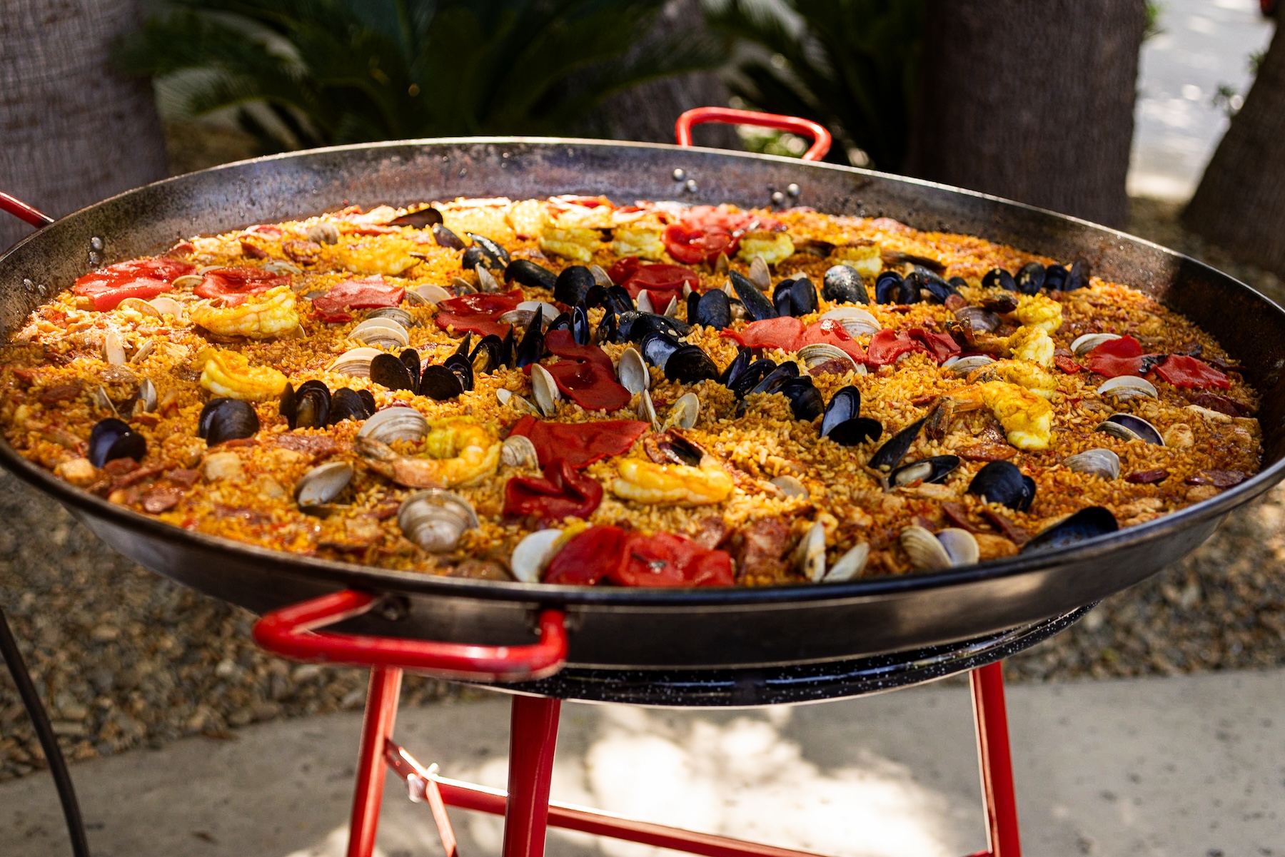 A huge pan of paella