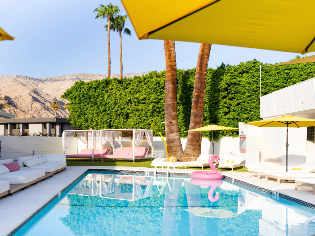 The pool at The Cactai boutique hotel in Palm Springs on a sunny day