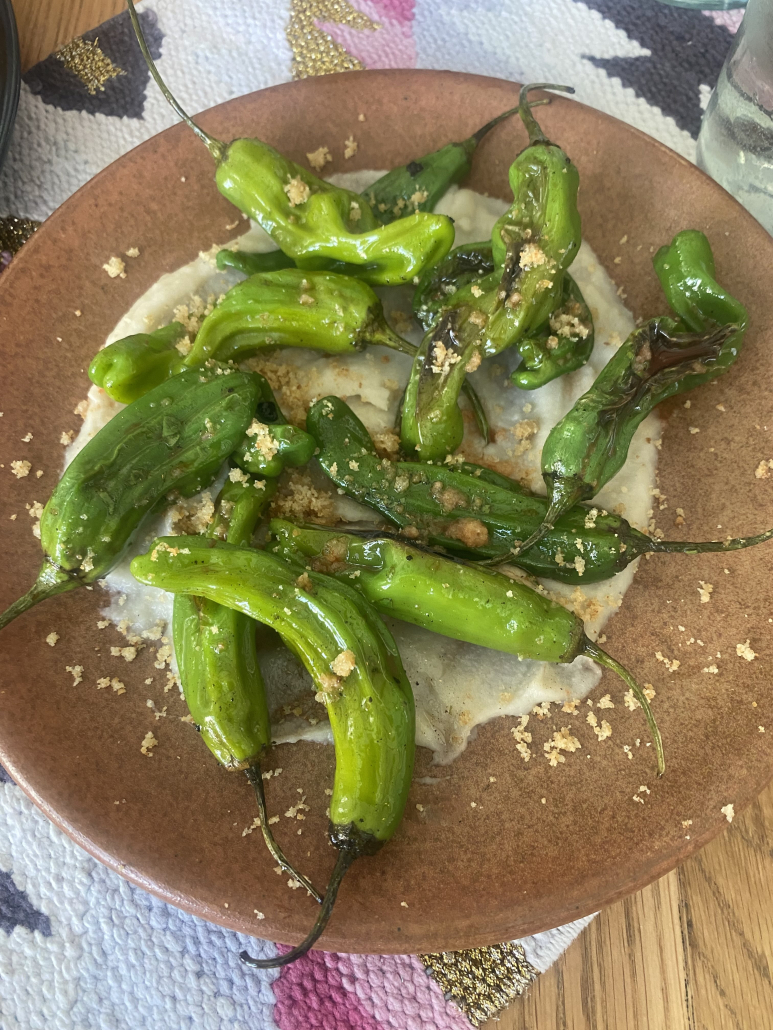 A plate of Shishito peppers at Azúcar at La Serena Villas