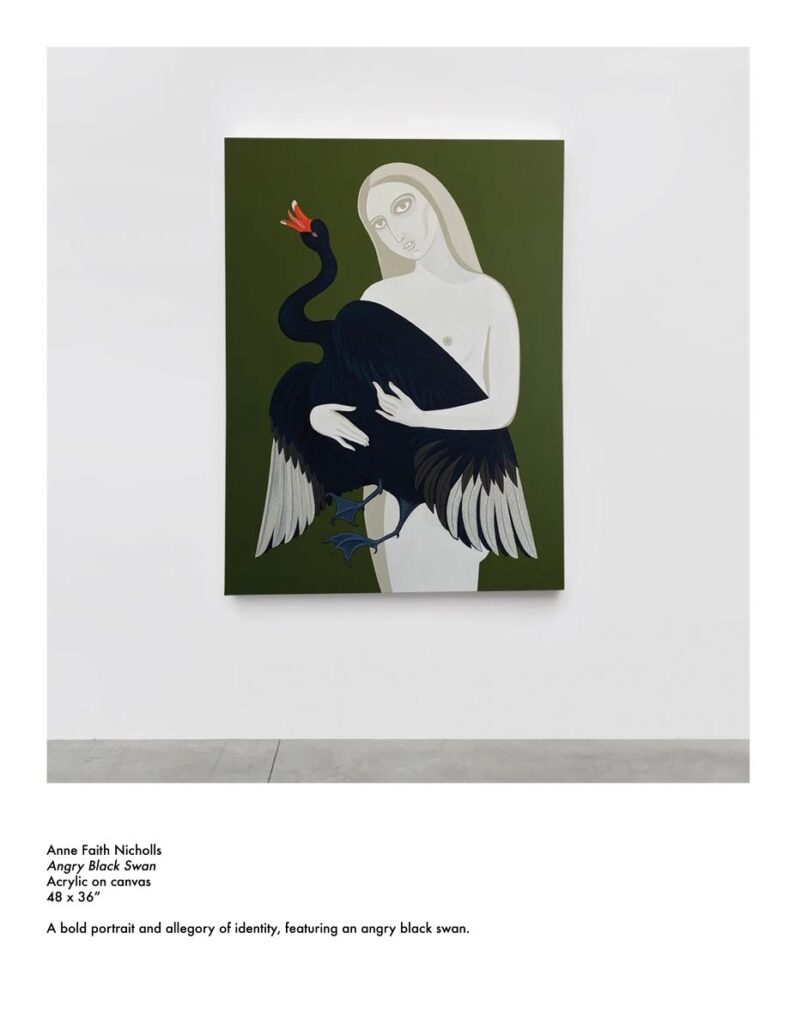 A painting by Anne Faith Nicholls called Angry Black Swan