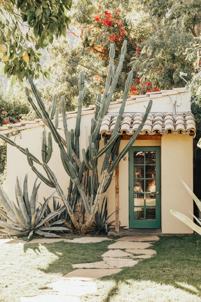A quaint bungalow with a tile roof at Casa Cody boutique hotel in Palm Springs, California