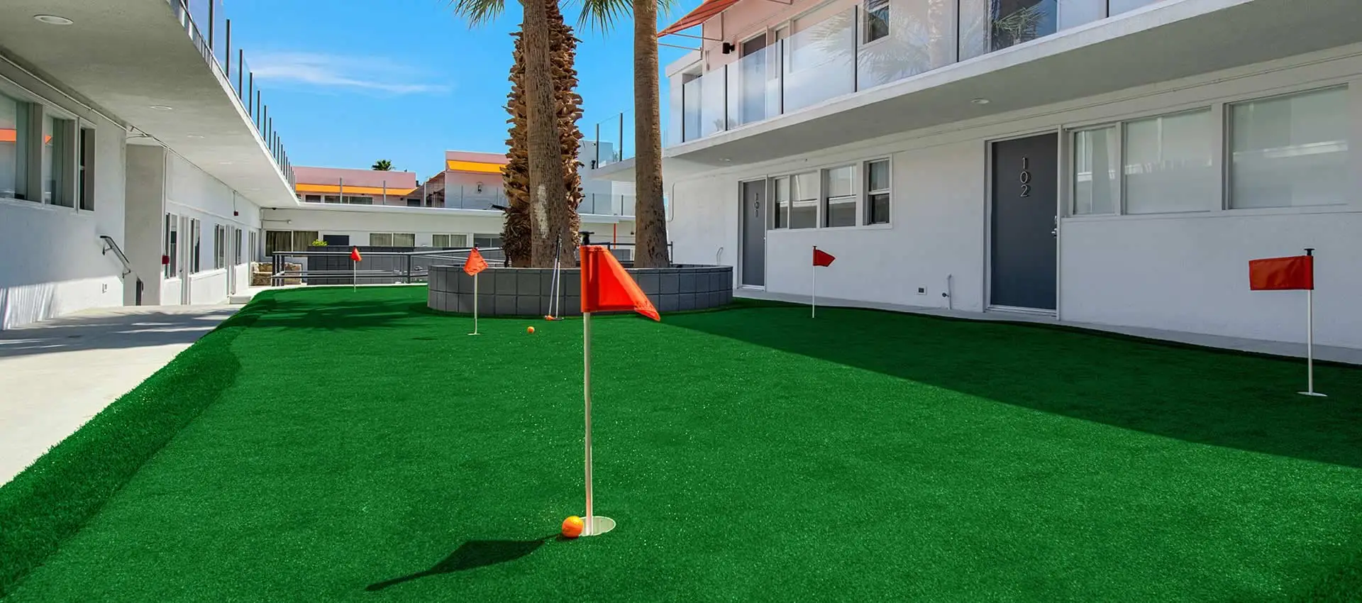 The putting green at The Twist Palm Springs