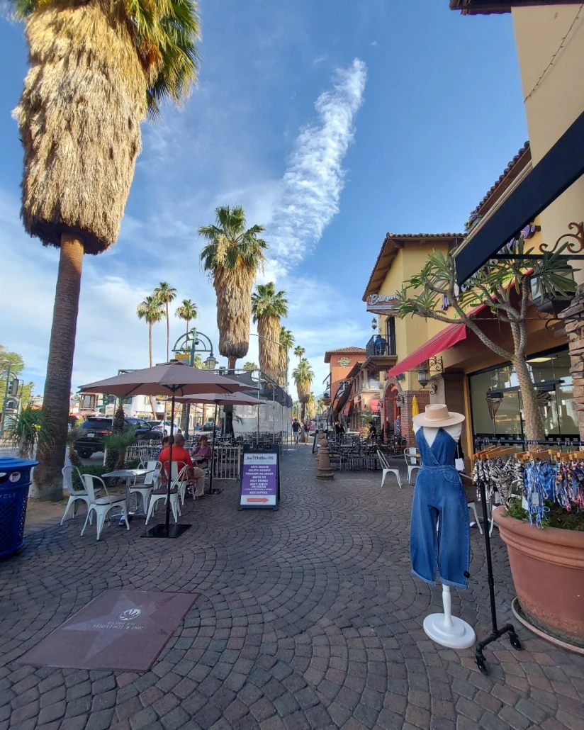 The streetscape of downtown Palm Springs