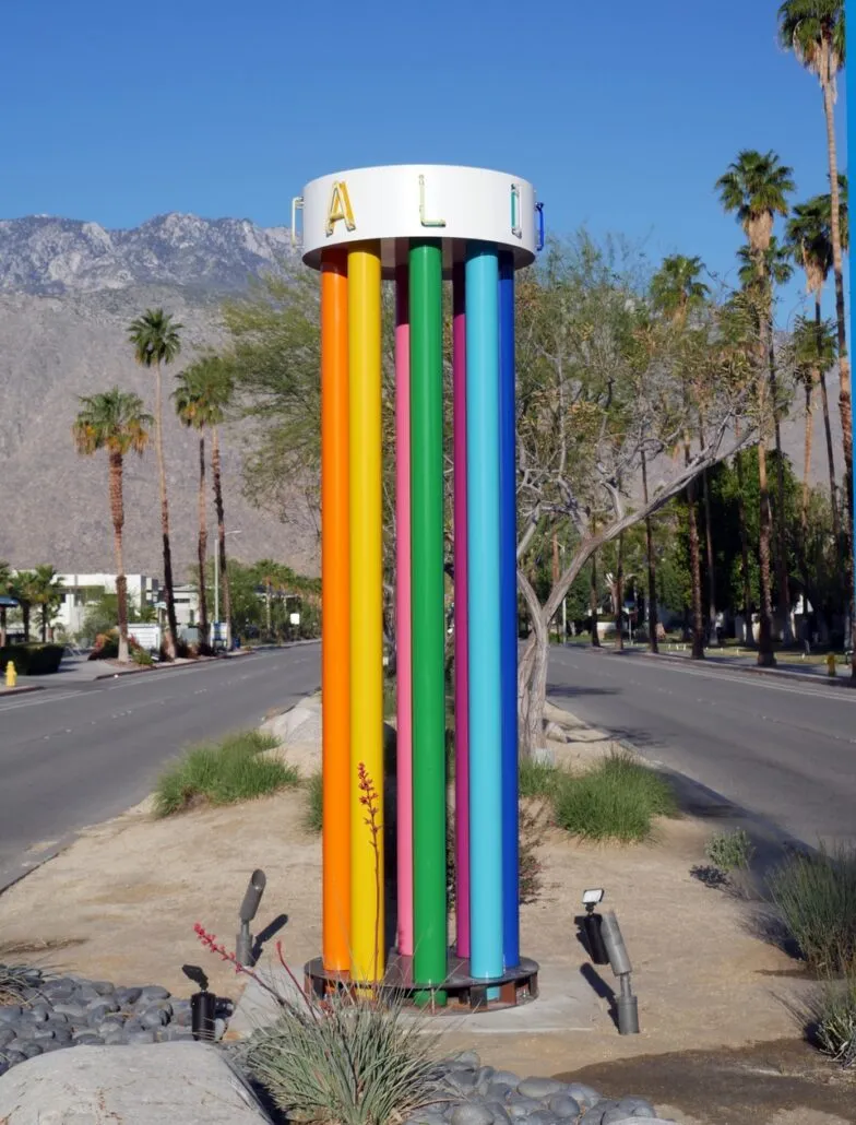 The Equality pillar in Palm Springs on a sunny day